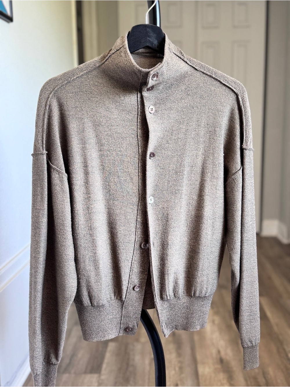Lemaire Taupe/Brown Button-Front Knit Cardigan